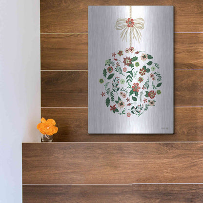 Luxe Metal Art 'Christmas Ornament II' by Cindy Jacobs, Metal Wall Art,12x16