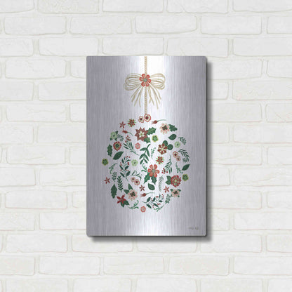 Luxe Metal Art 'Christmas Ornament II' by Cindy Jacobs, Metal Wall Art,16x24