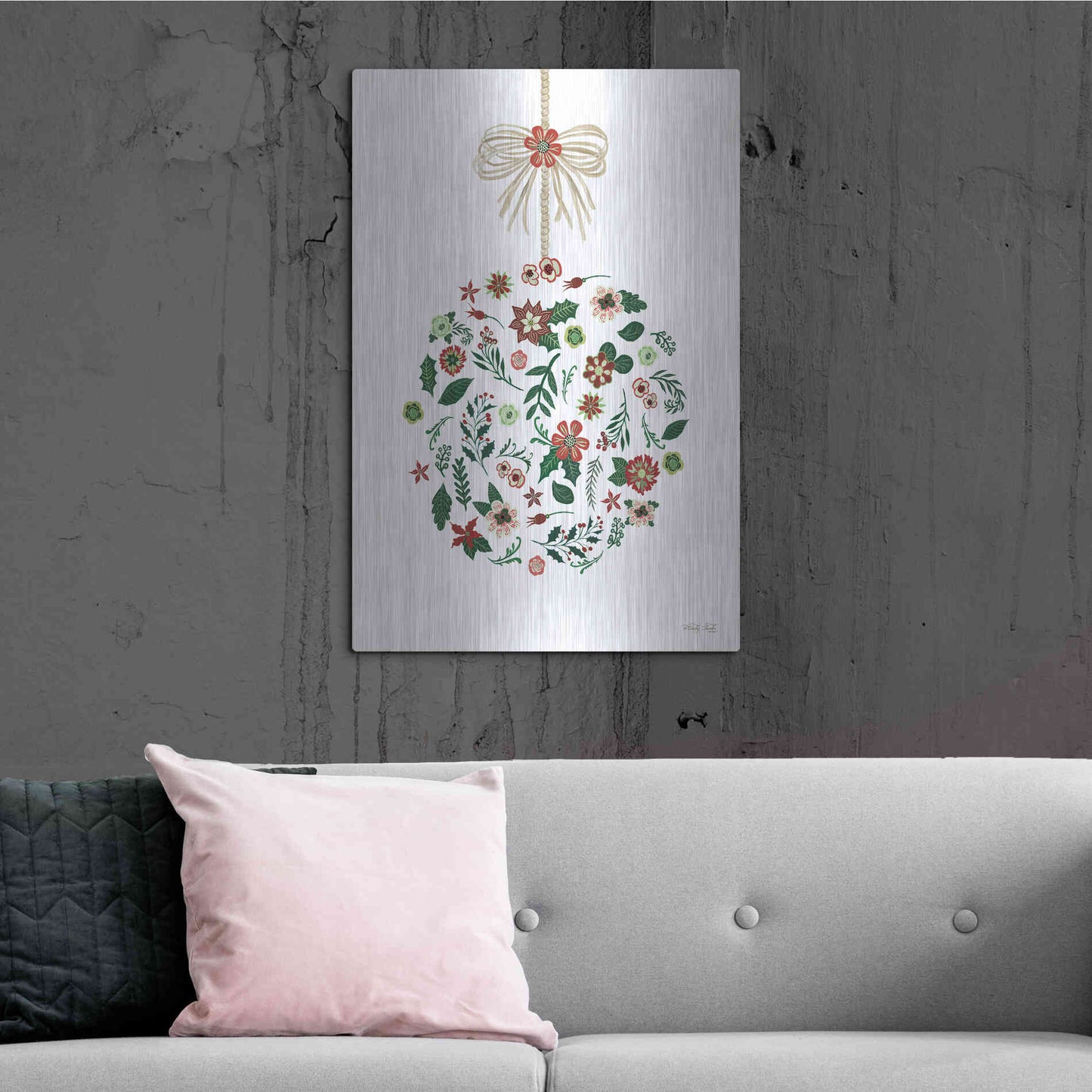 Luxe Metal Art 'Christmas Ornament II' by Cindy Jacobs, Metal Wall Art,24x36