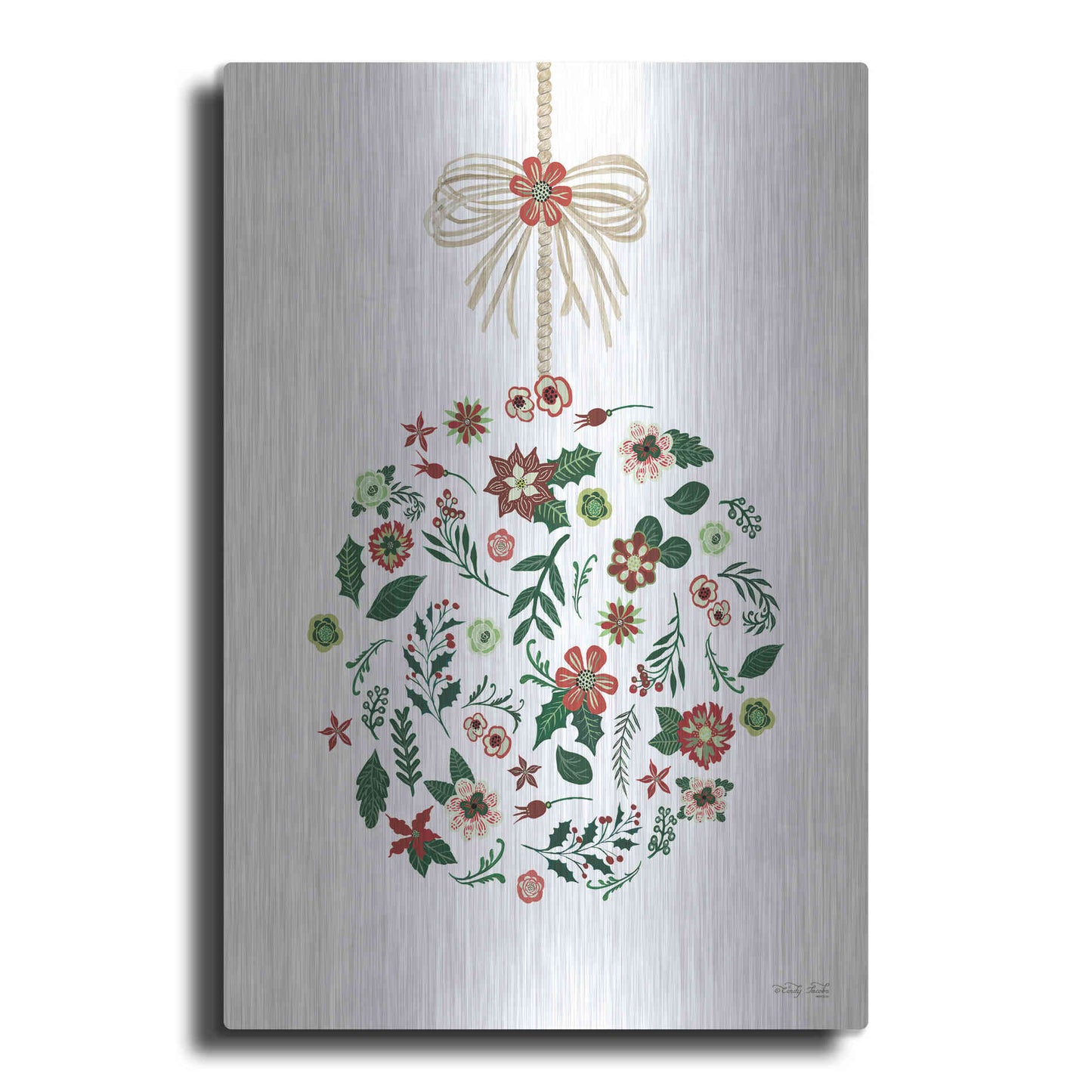 Luxe Metal Art 'Christmas Ornament II' by Cindy Jacobs, Metal Wall Art