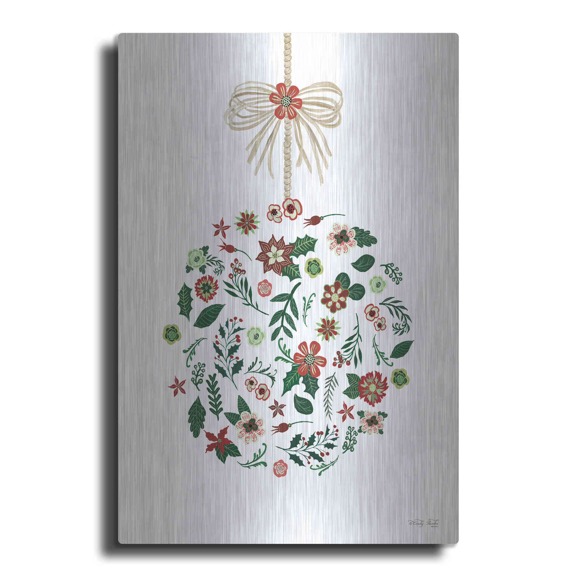 Luxe Metal Art 'Christmas Ornament II' by Cindy Jacobs, Metal Wall Art