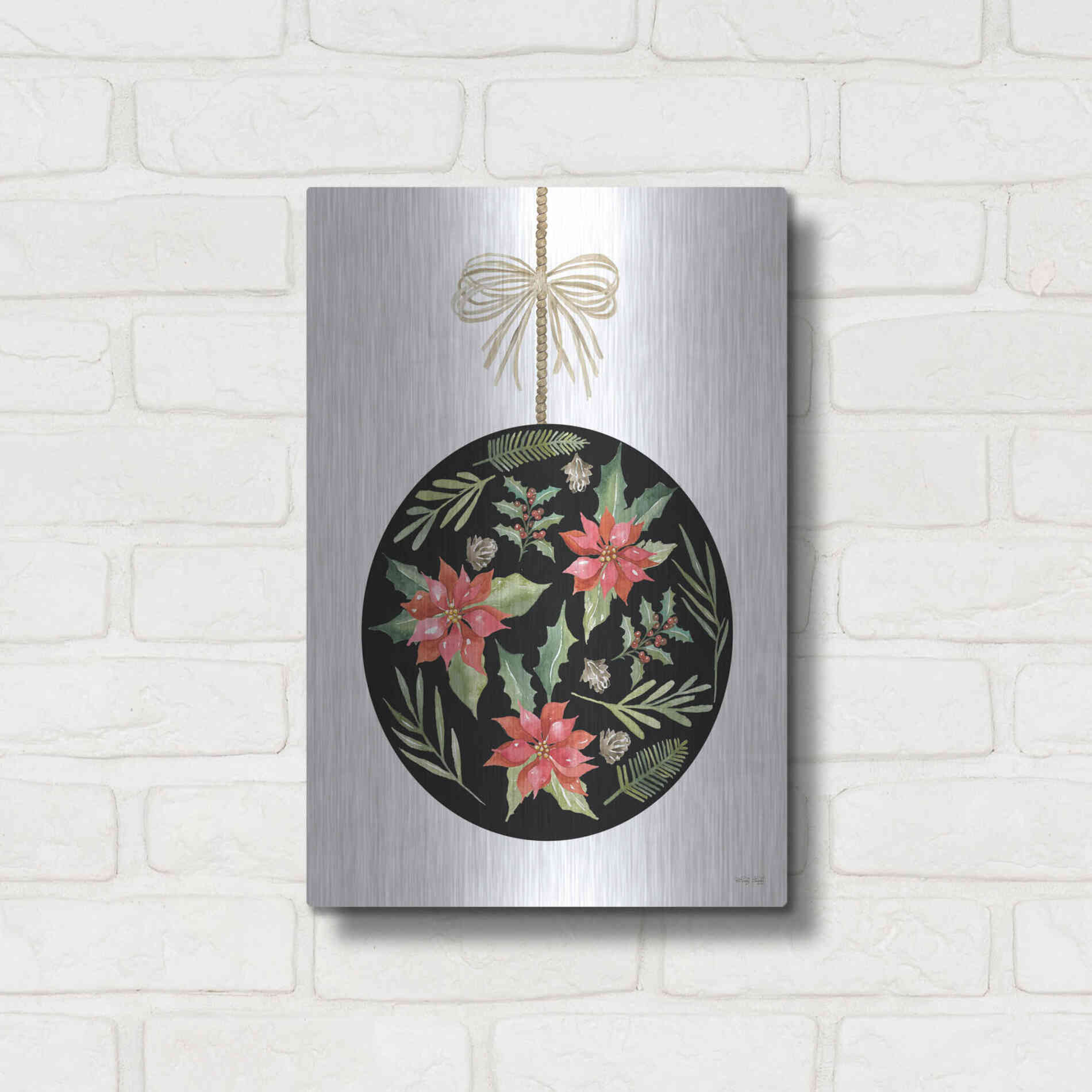 Luxe Metal Art 'Christmas Ornament III' by Cindy Jacobs, Metal Wall Art,12x16