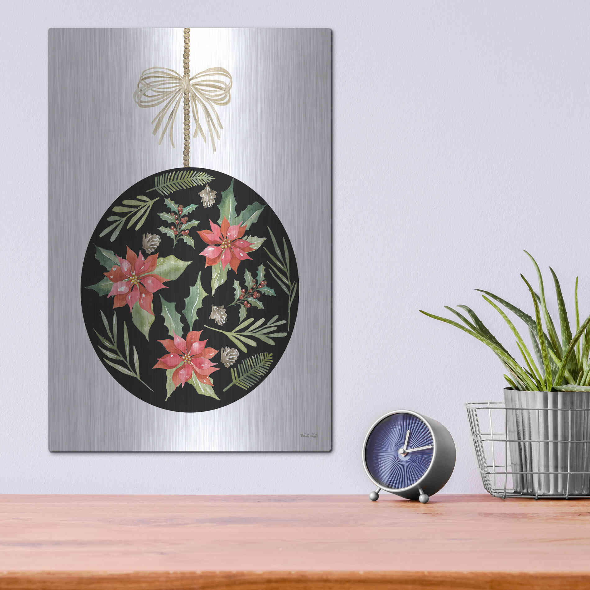 Luxe Metal Art 'Christmas Ornament III' by Cindy Jacobs, Metal Wall Art,12x16