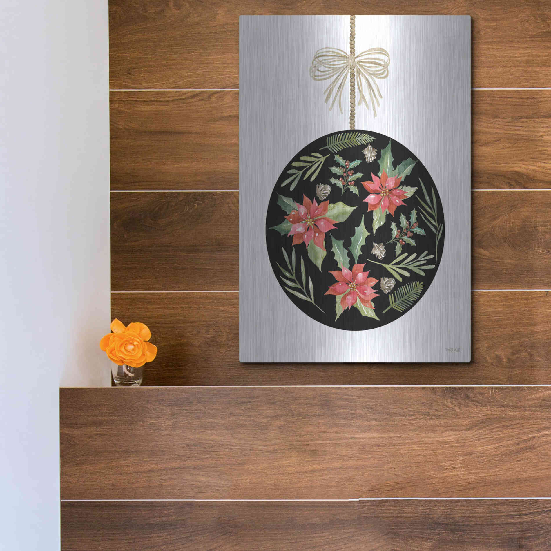 Luxe Metal Art 'Christmas Ornament III' by Cindy Jacobs, Metal Wall Art,12x16