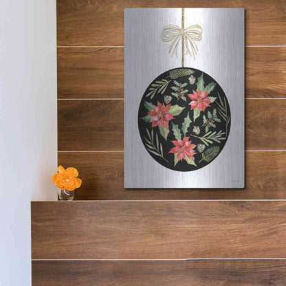 Luxe Metal Art 'Christmas Ornament III' by Cindy Jacobs, Metal Wall Art,12x16