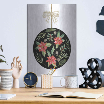 Luxe Metal Art 'Christmas Ornament III' by Cindy Jacobs, Metal Wall Art,12x16