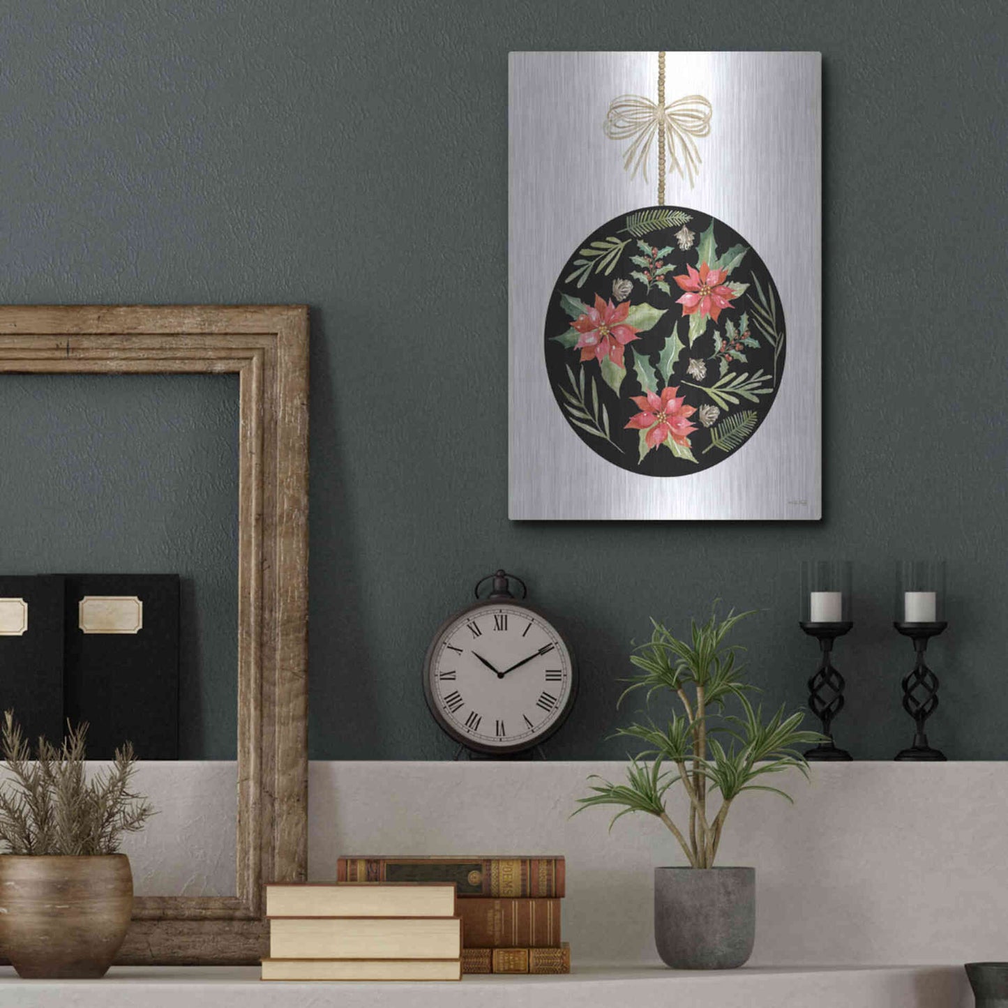 Luxe Metal Art 'Christmas Ornament III' by Cindy Jacobs, Metal Wall Art,12x16