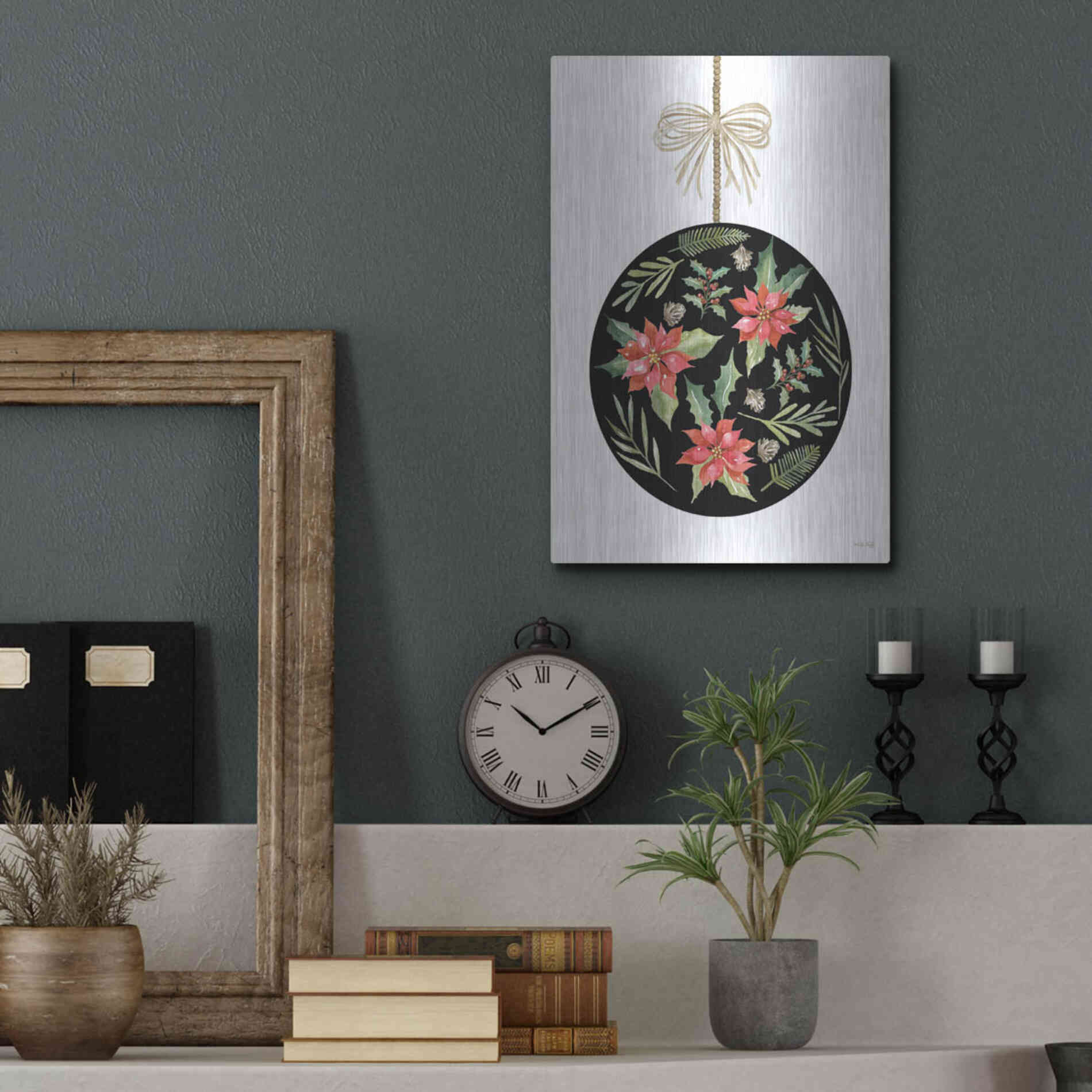 Luxe Metal Art 'Christmas Ornament III' by Cindy Jacobs, Metal Wall Art,12x16