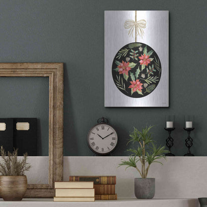 Luxe Metal Art 'Christmas Ornament III' by Cindy Jacobs, Metal Wall Art,12x16