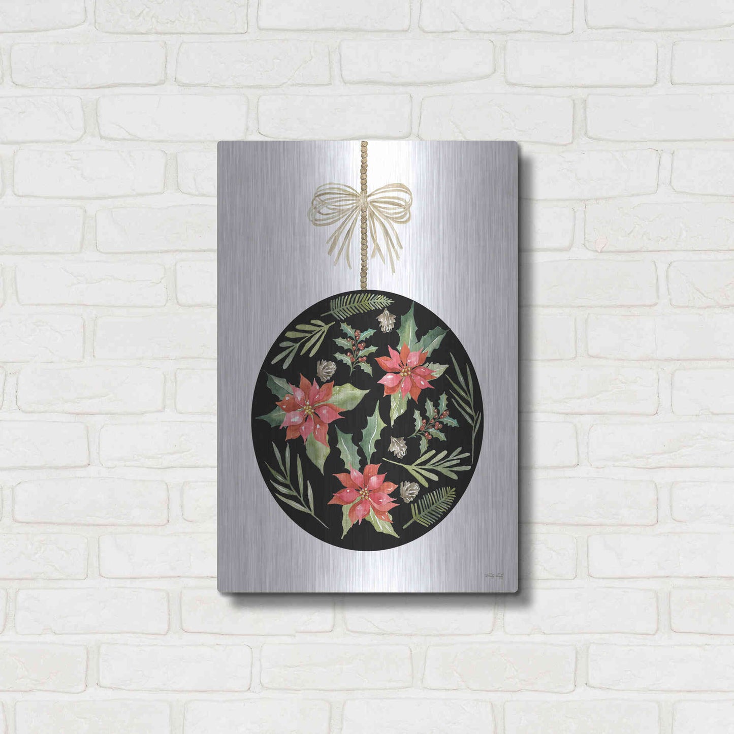 Luxe Metal Art 'Christmas Ornament III' by Cindy Jacobs, Metal Wall Art,16x24