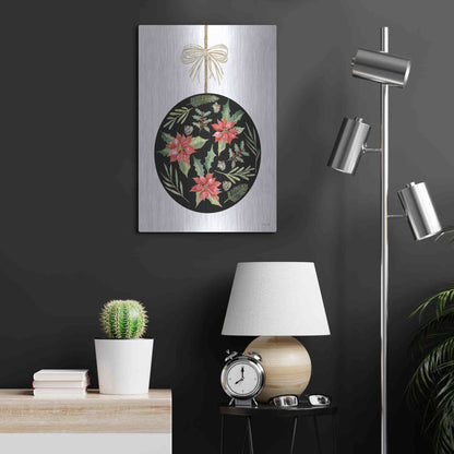 Luxe Metal Art 'Christmas Ornament III' by Cindy Jacobs, Metal Wall Art,16x24