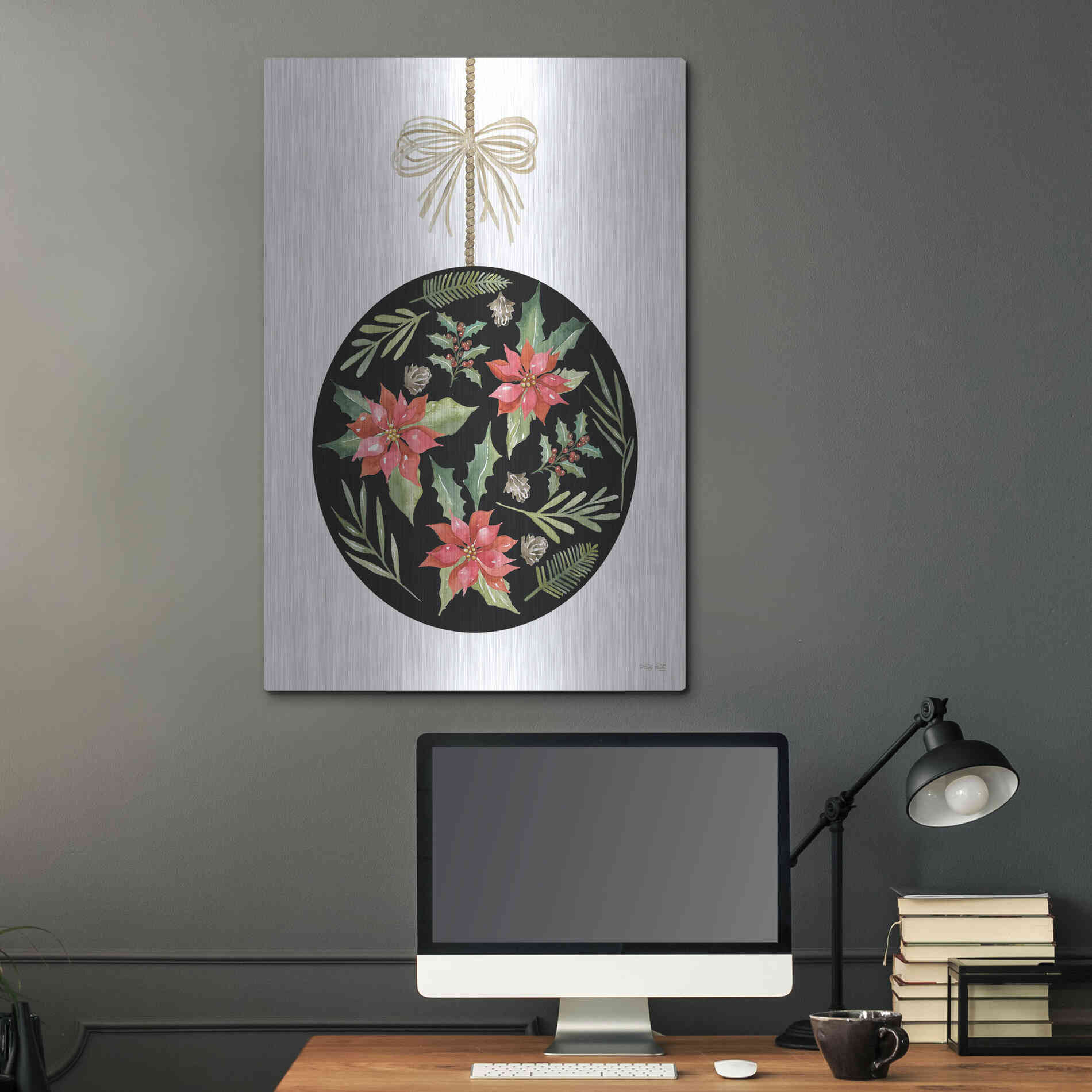 Luxe Metal Art 'Christmas Ornament III' by Cindy Jacobs, Metal Wall Art,24x36