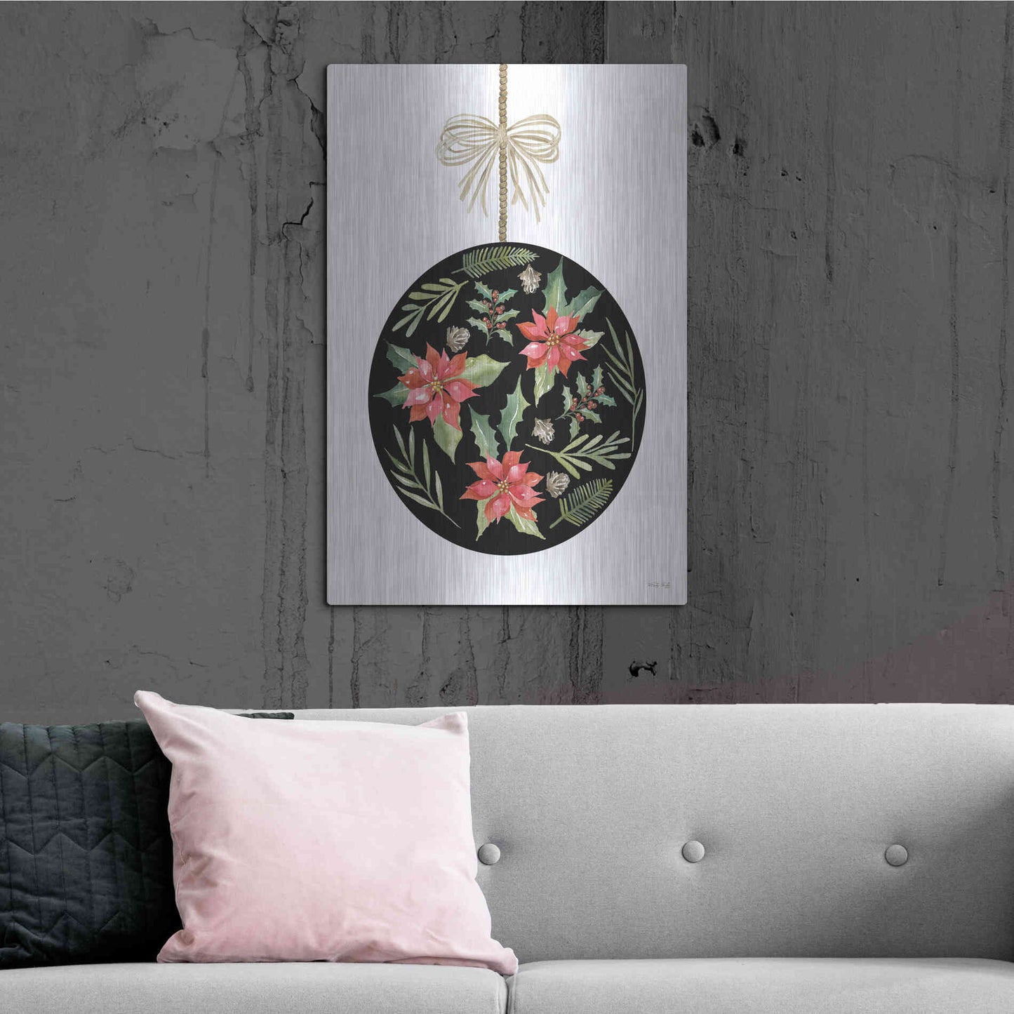 Luxe Metal Art 'Christmas Ornament III' by Cindy Jacobs, Metal Wall Art,24x36