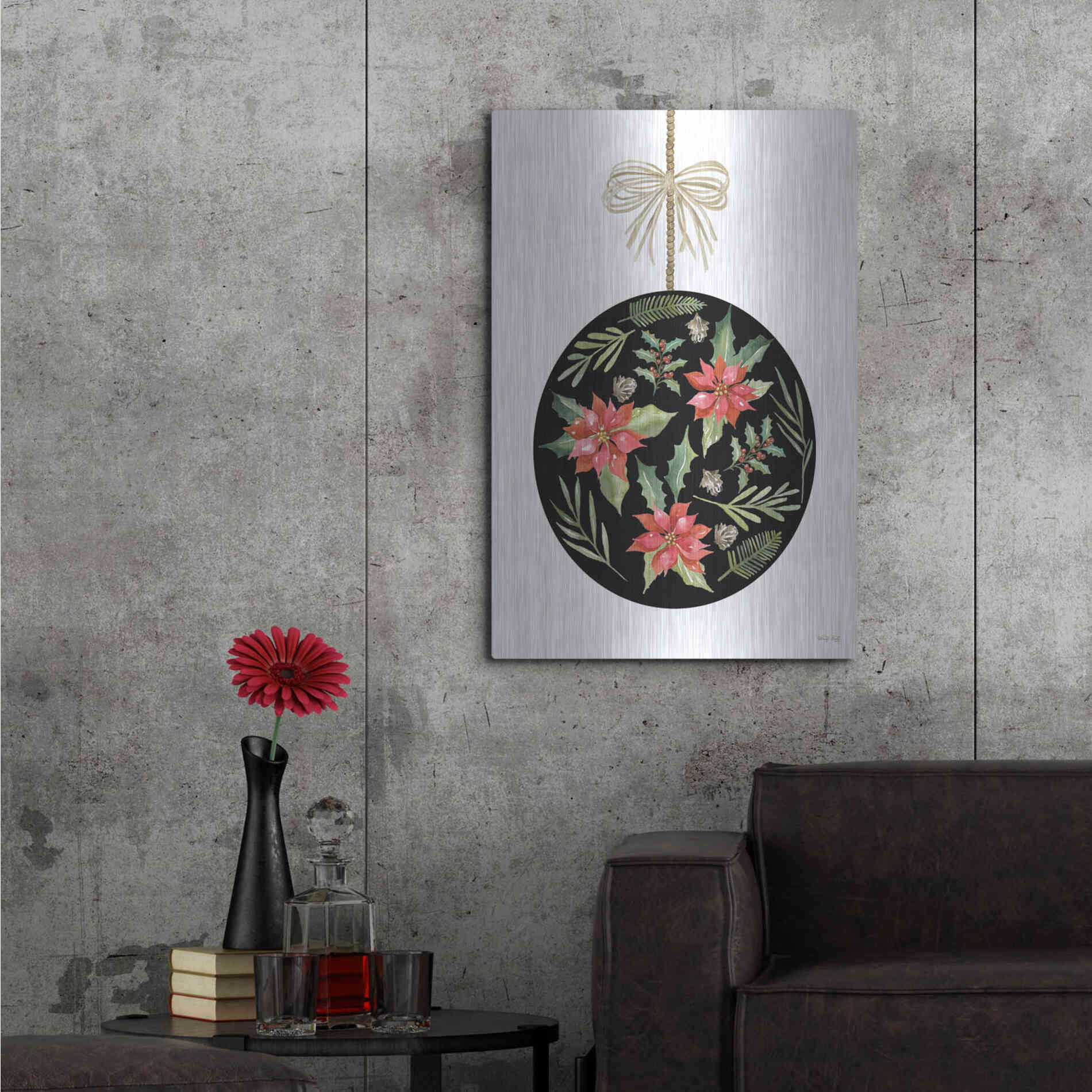 Luxe Metal Art 'Christmas Ornament III' by Cindy Jacobs, Metal Wall Art,24x36