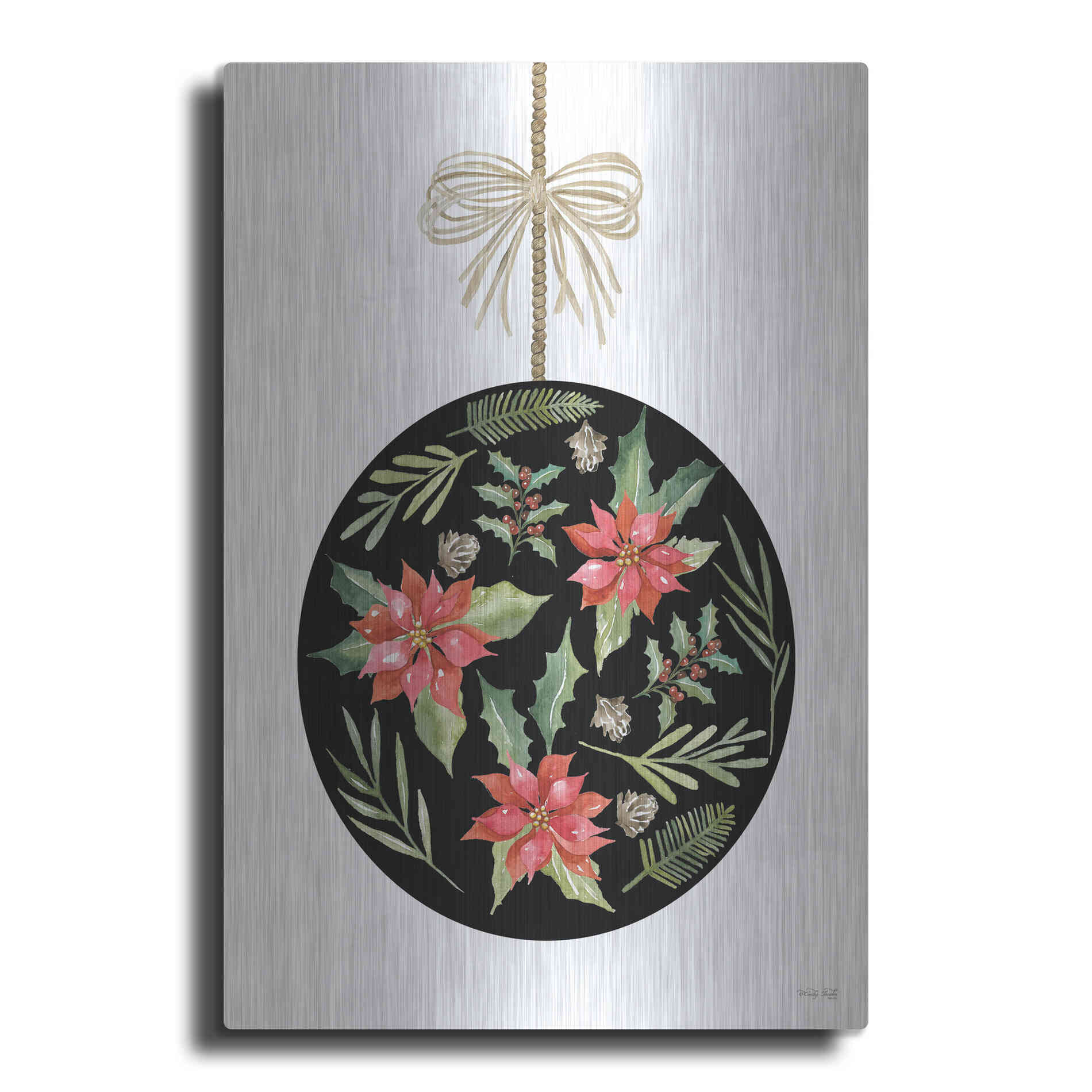 Luxe Metal Art 'Christmas Ornament III' by Cindy Jacobs, Metal Wall Art