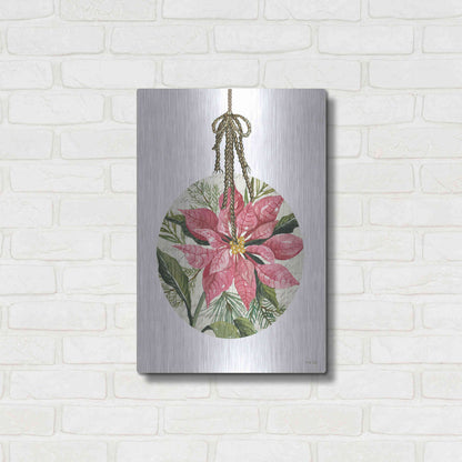 Luxe Metal Art 'Poinsettia Ornament' by Cindy Jacobs, Metal Wall Art,16x24