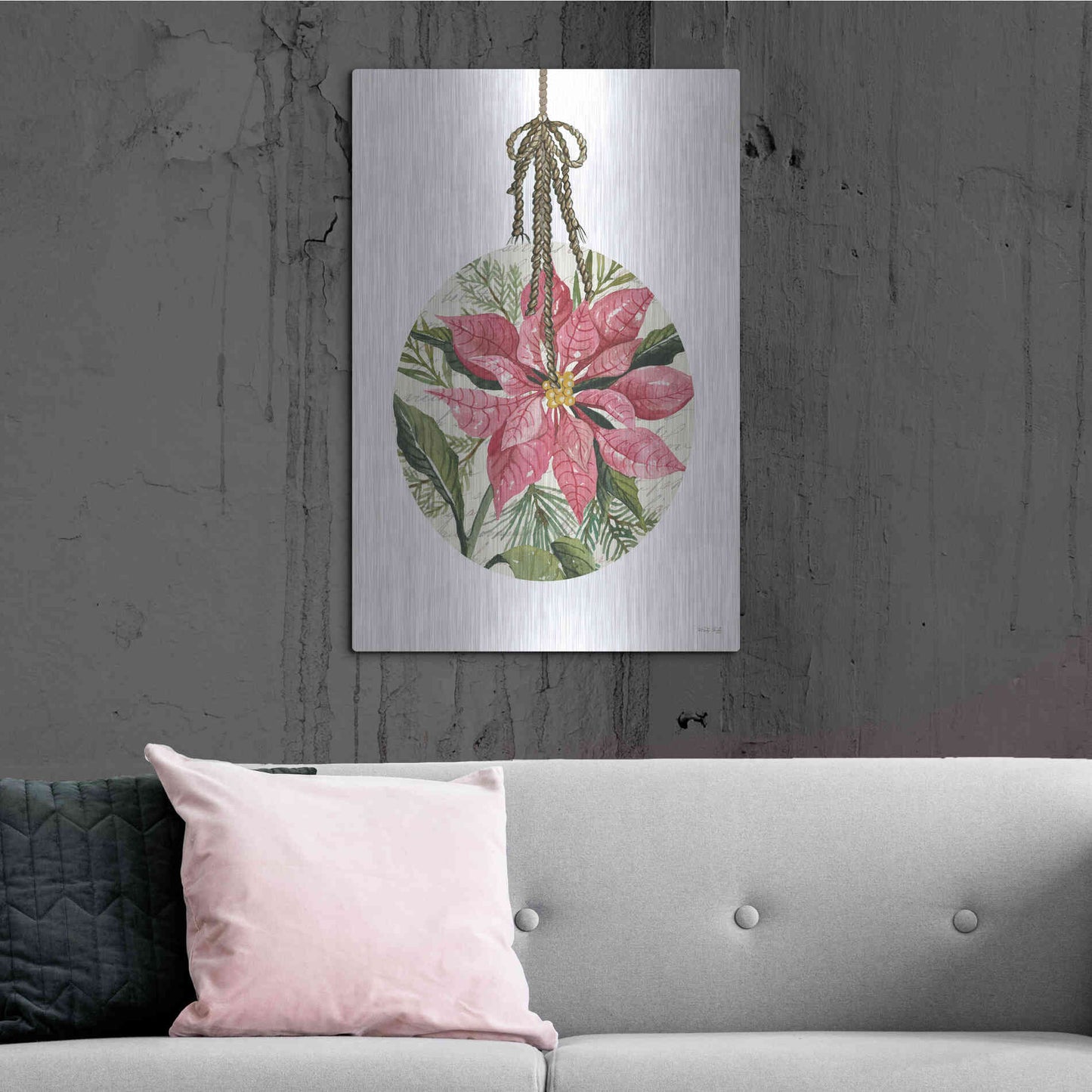 Luxe Metal Art 'Poinsettia Ornament' by Cindy Jacobs, Metal Wall Art,24x36