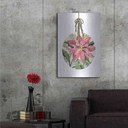 Luxe Metal Art 'Poinsettia Ornament' by Cindy Jacobs, Metal Wall Art,24x36