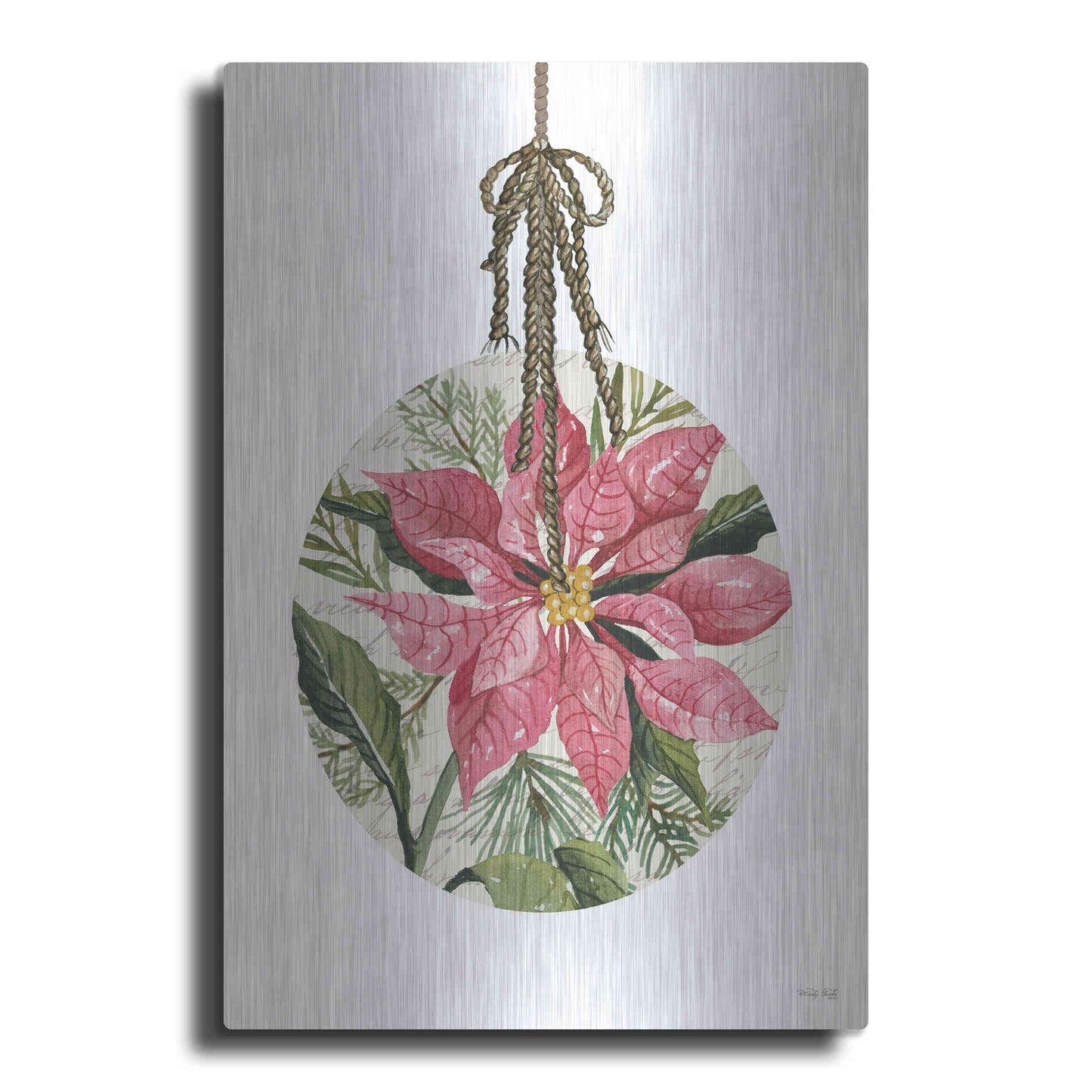 Luxe Metal Art 'Poinsettia Ornament' by Cindy Jacobs, Metal Wall Art