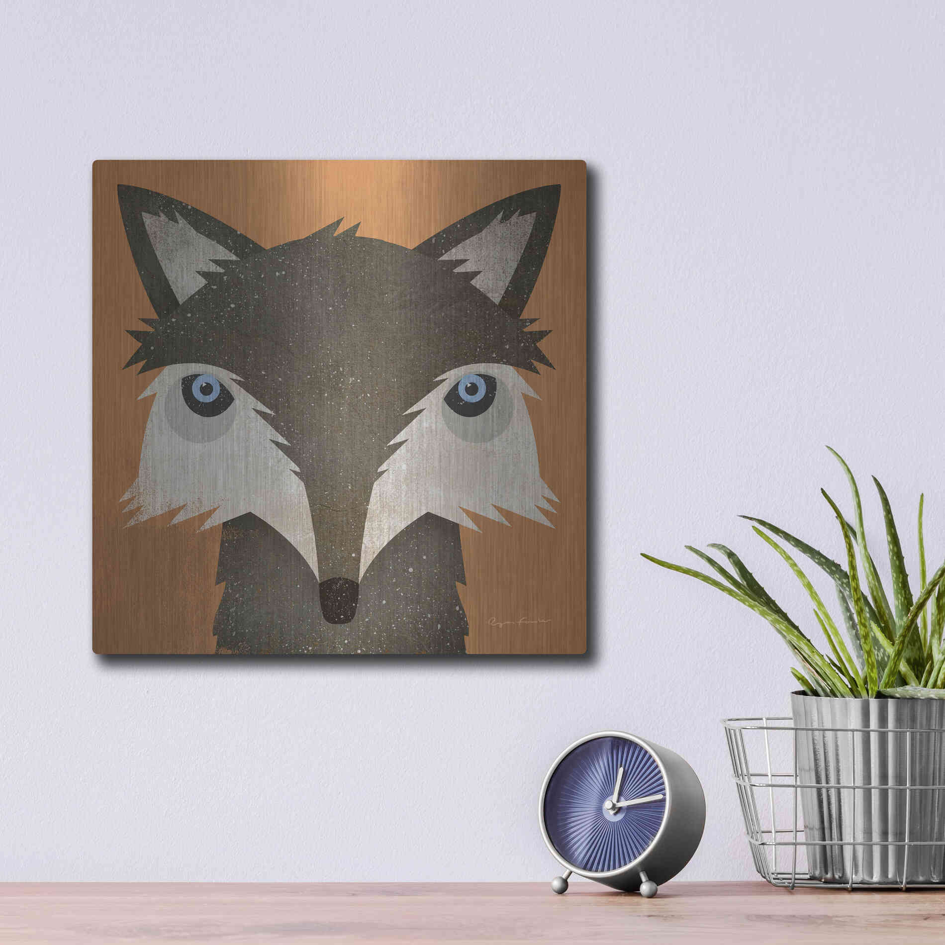 Luxe Metal Art 'Timber Wolf' by Ryan Fowler, Metal Wall Art,12x12