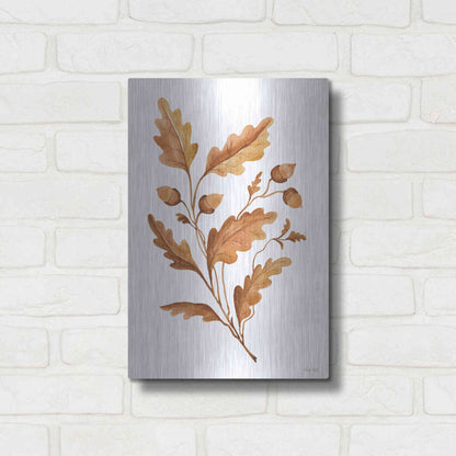 Luxe Metal Art 'Fall Leaf Stem I' by Cindy Jacobs, Metal Wall Art,12x16