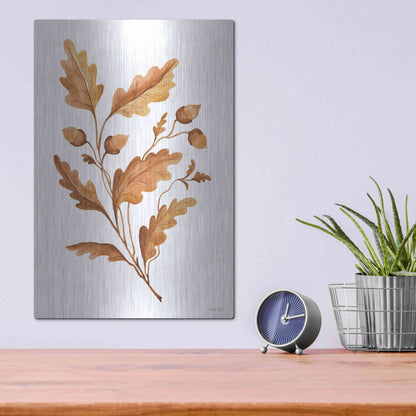 Luxe Metal Art 'Fall Leaf Stem I' by Cindy Jacobs, Metal Wall Art,12x16