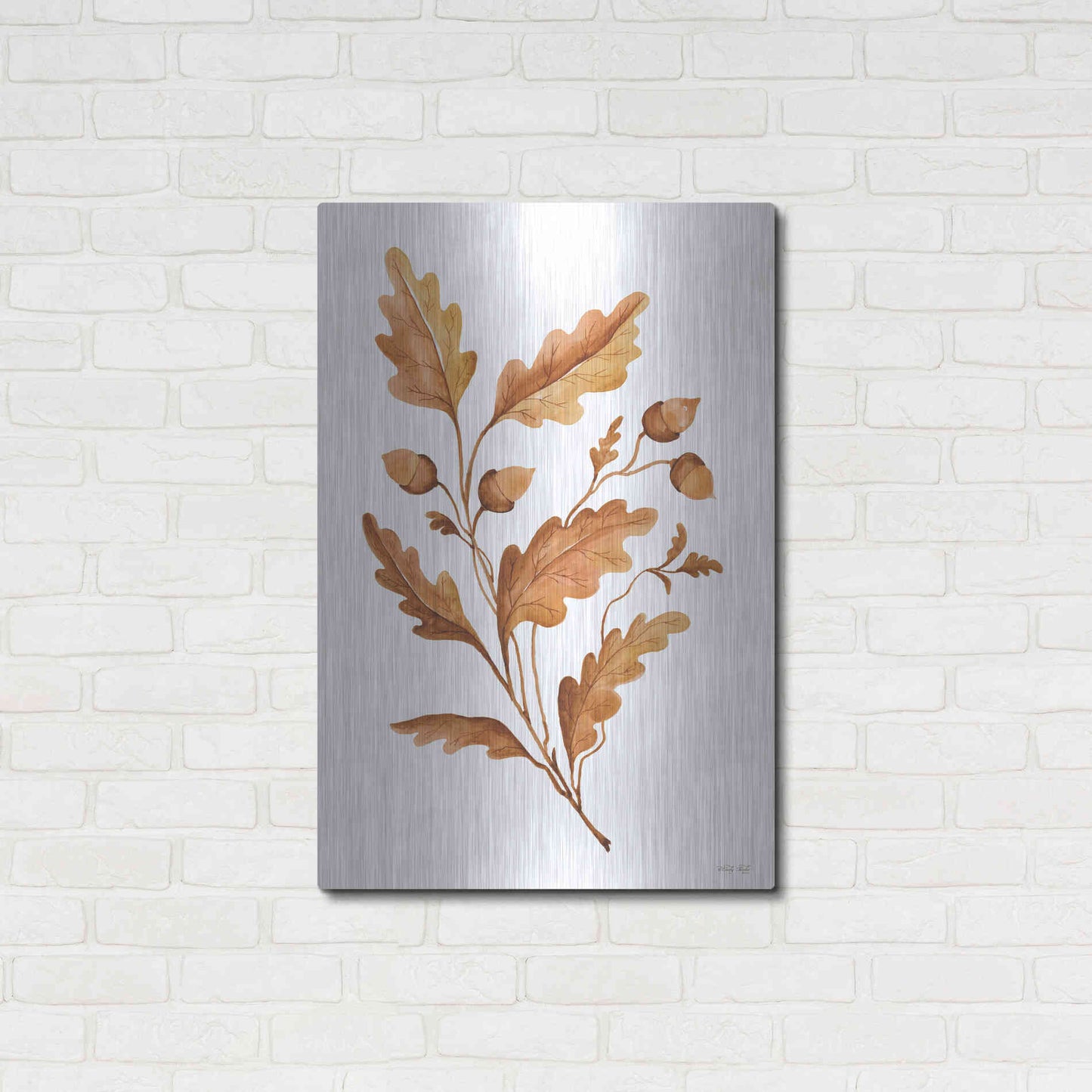 Luxe Metal Art 'Fall Leaf Stem I' by Cindy Jacobs, Metal Wall Art,24x36