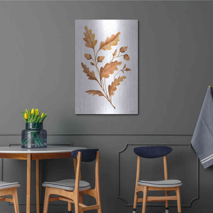 Luxe Metal Art 'Fall Leaf Stem I' by Cindy Jacobs, Metal Wall Art,24x36