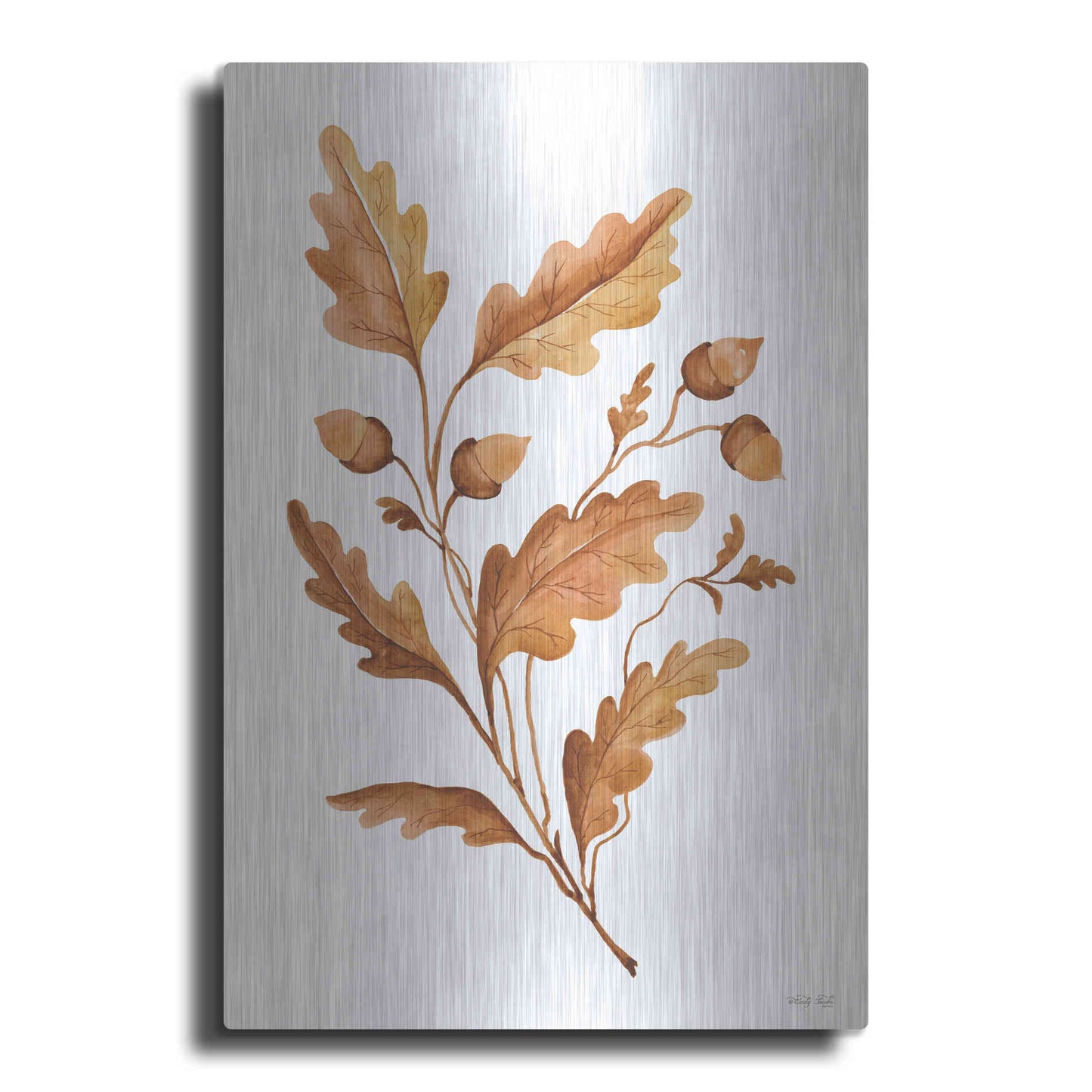 Luxe Metal Art 'Fall Leaf Stem I' by Cindy Jacobs, Metal Wall Art