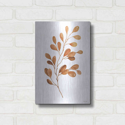 Luxe Metal Art 'Fall Leaf Stem III' by Cindy Jacobs, Metal Wall Art,12x16
