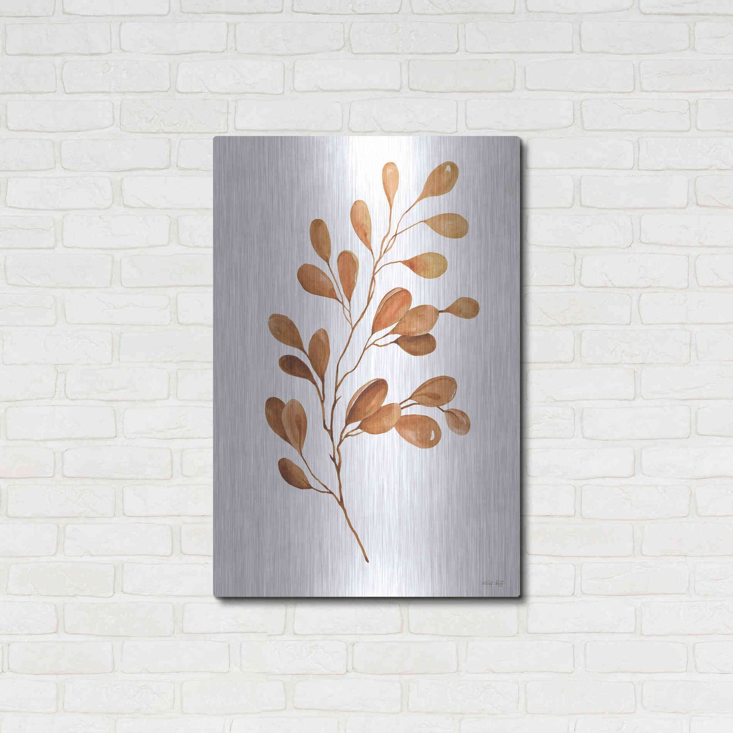 Luxe Metal Art 'Fall Leaf Stem III' by Cindy Jacobs, Metal Wall Art,24x36