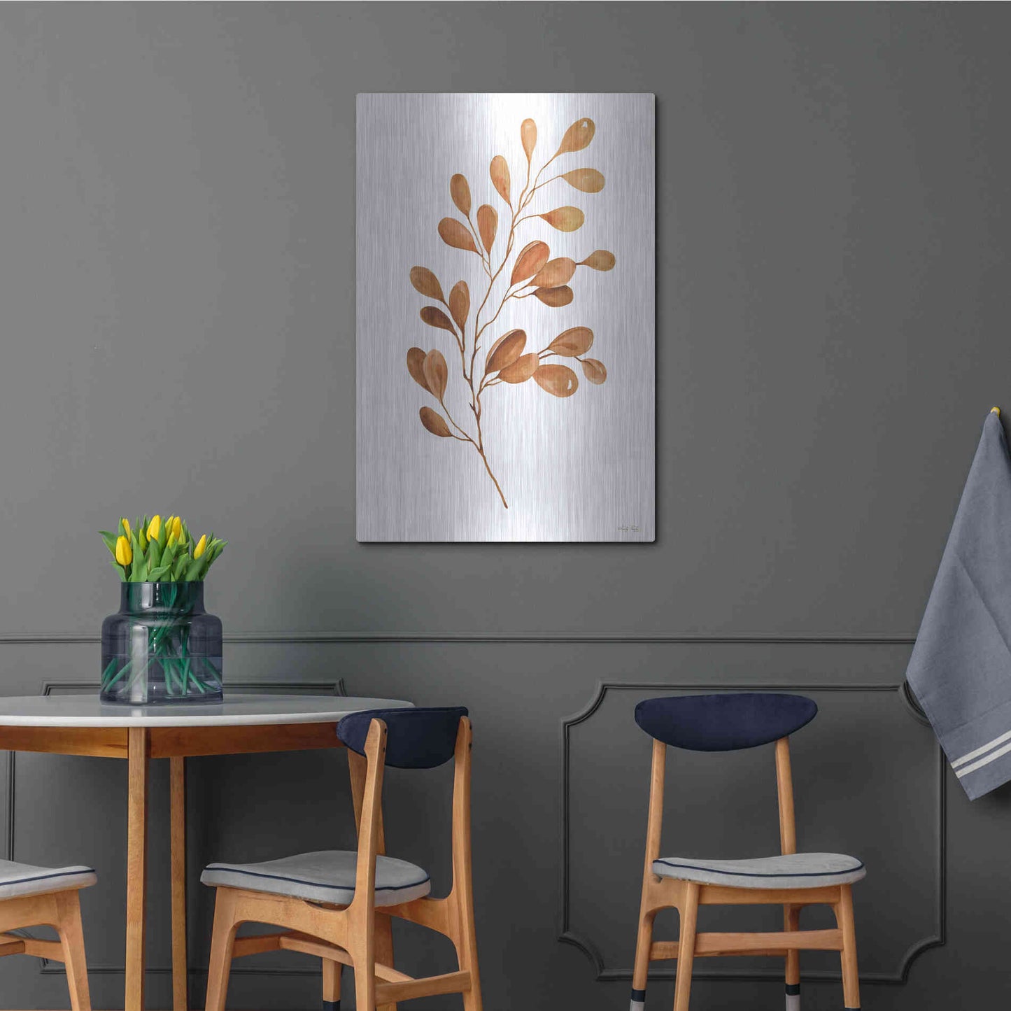 Luxe Metal Art 'Fall Leaf Stem III' by Cindy Jacobs, Metal Wall Art,24x36