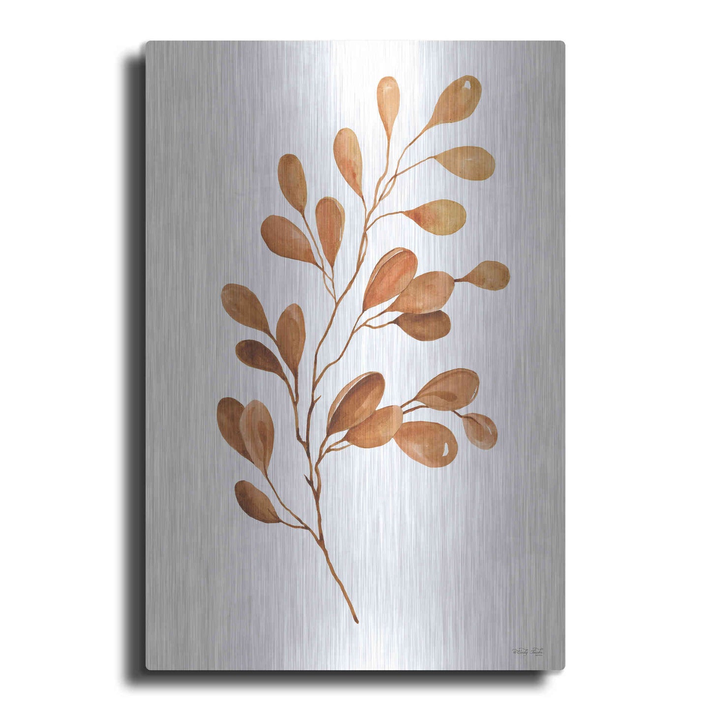 Luxe Metal Art 'Fall Leaf Stem III' by Cindy Jacobs, Metal Wall Art