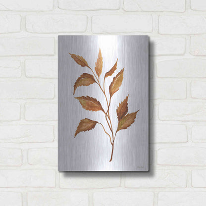 Luxe Metal Art 'Fall Leaf Stem IV' by Cindy Jacobs, Metal Wall Art,12x16