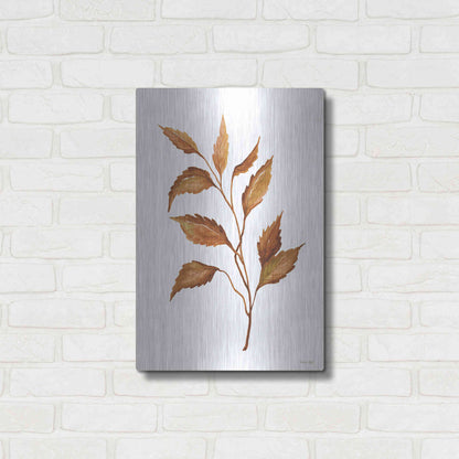 Luxe Metal Art 'Fall Leaf Stem IV' by Cindy Jacobs, Metal Wall Art,16x24