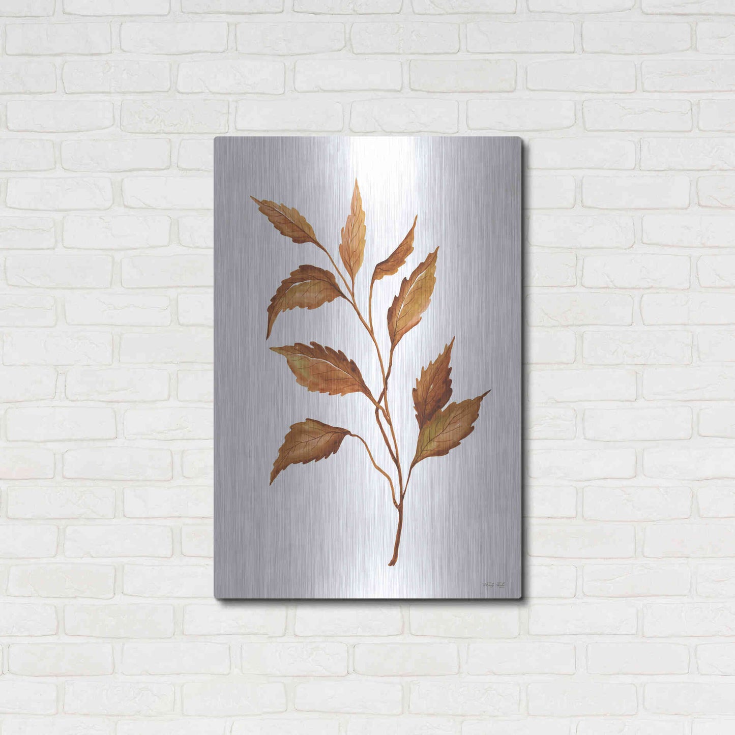 Luxe Metal Art 'Fall Leaf Stem IV' by Cindy Jacobs, Metal Wall Art,24x36