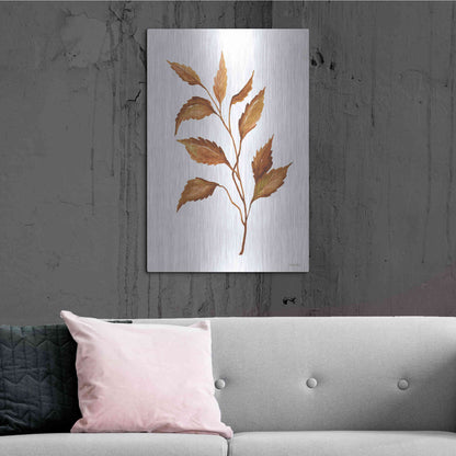 Luxe Metal Art 'Fall Leaf Stem IV' by Cindy Jacobs, Metal Wall Art,24x36