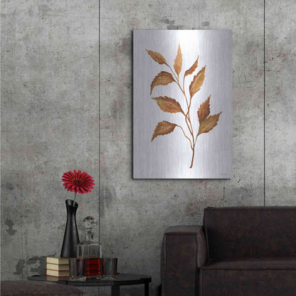 Luxe Metal Art 'Fall Leaf Stem IV' by Cindy Jacobs, Metal Wall Art,24x36