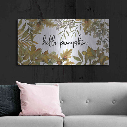 Luxe Metal Art 'Hello Pumpkin' by Cindy Jacobs, Metal Wall Art,48x24