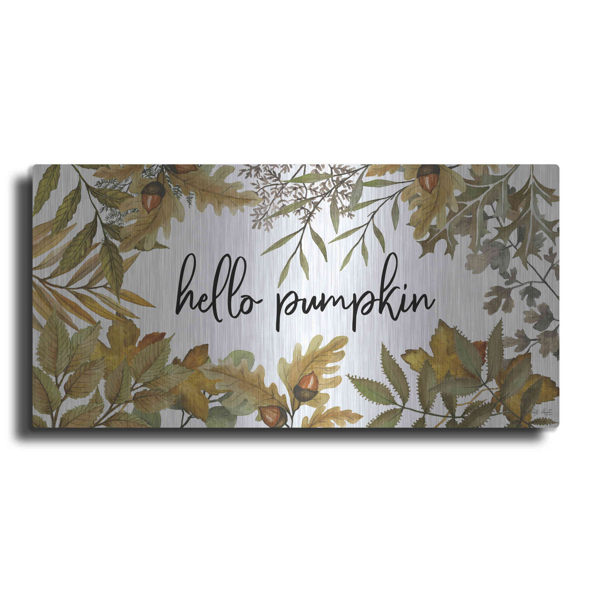 Luxe Metal Art 'Hello Pumpkin' by Cindy Jacobs, Metal Wall Art