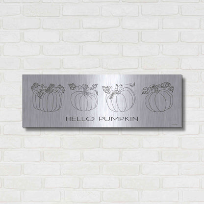 Luxe Metal Art 'Hello Pumpkin Simple' by Cindy Jacobs, Metal Wall Art,36x12