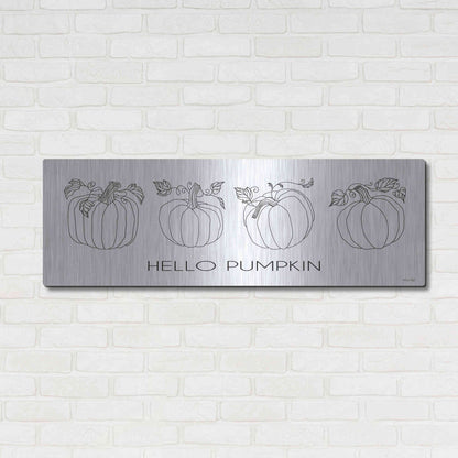 Luxe Metal Art 'Hello Pumpkin Simple' by Cindy Jacobs, Metal Wall Art,48x16