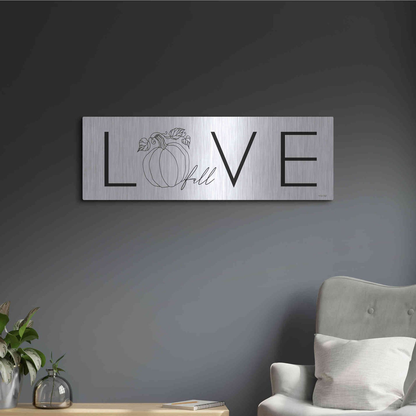 Luxe Metal Art 'Love Fall' by Cindy Jacobs, Metal Wall Art,36x12