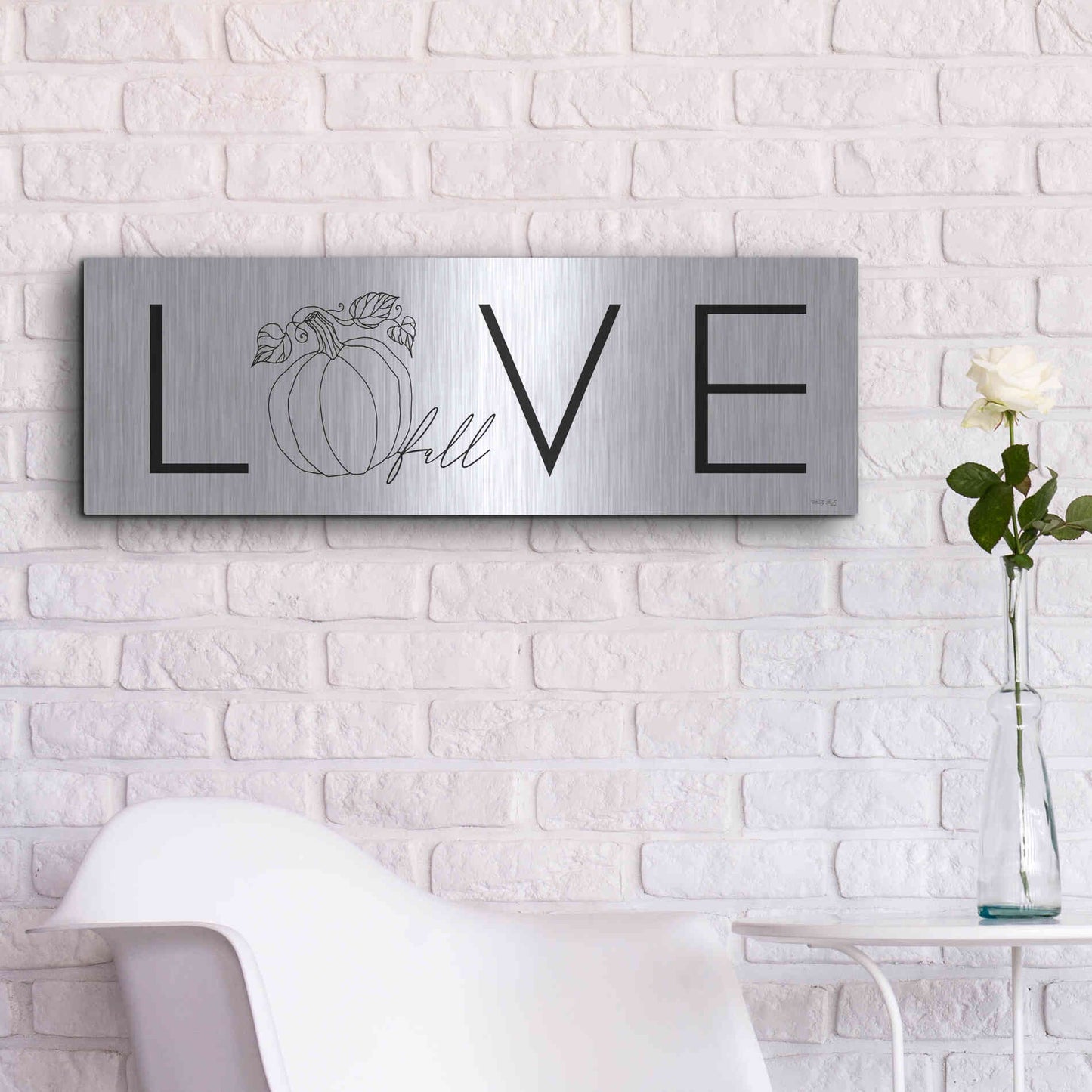Luxe Metal Art 'Love Fall' by Cindy Jacobs, Metal Wall Art,36x12