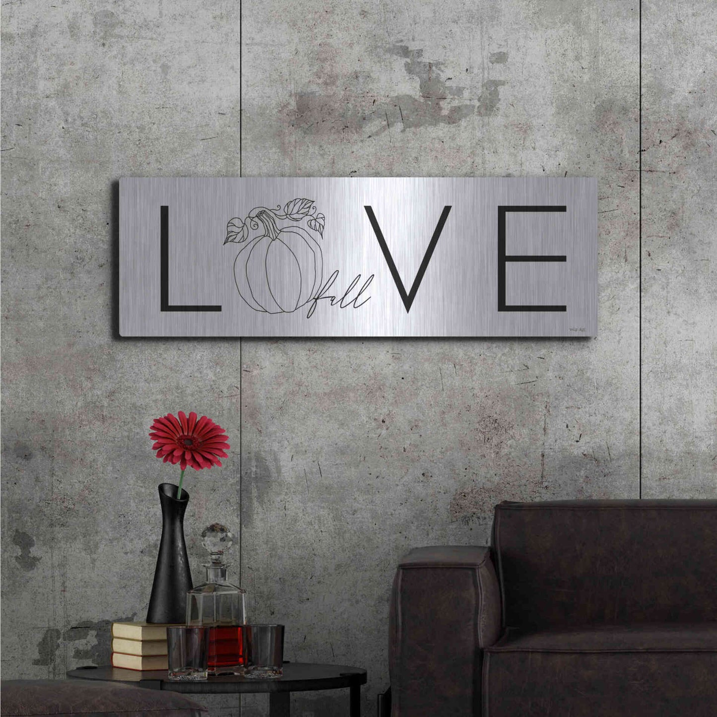 Luxe Metal Art 'Love Fall' by Cindy Jacobs, Metal Wall Art,48x16