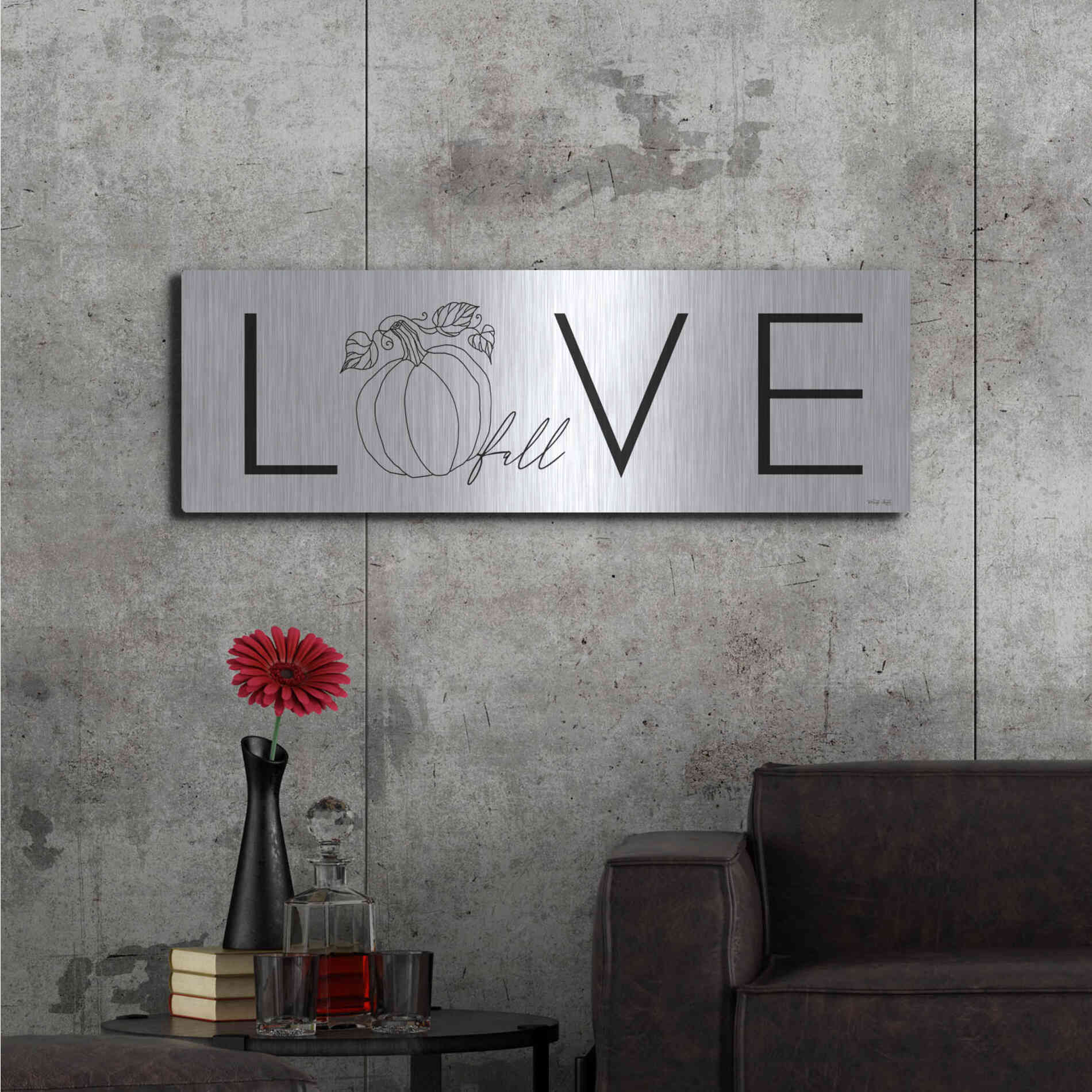 Luxe Metal Art 'Love Fall' by Cindy Jacobs, Metal Wall Art,48x16