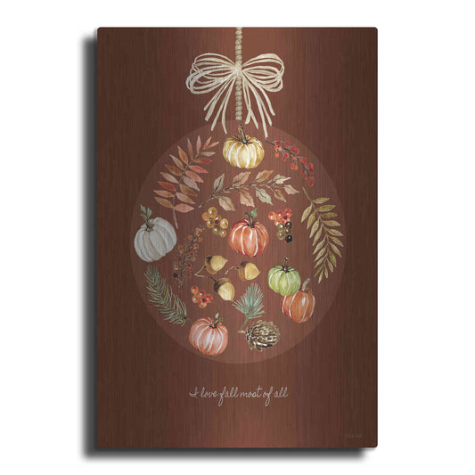 Luxe Metal Art 'I Love Fall Ornament' by Cindy Jacobs, Metal Wall Art