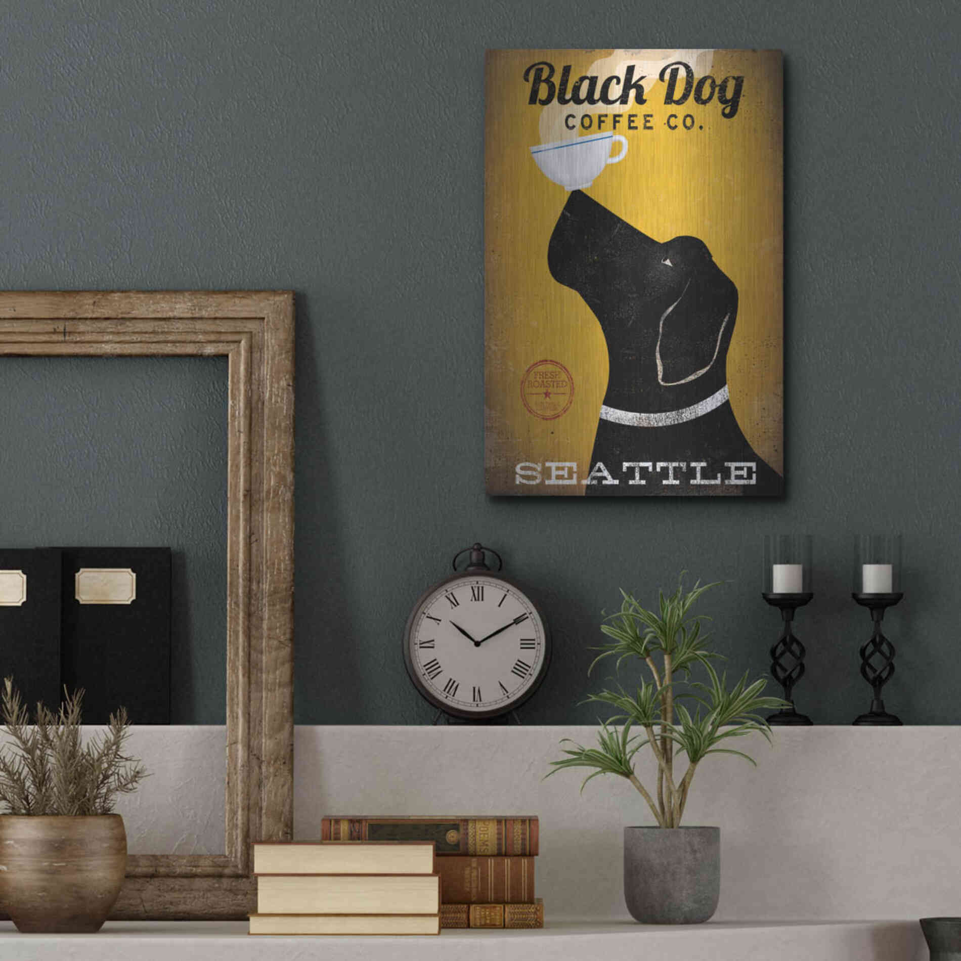 Luxe Metal Art 'Black Dog Coffee Co Seattle' by Ryan Fowler, Metal Wall Art,12x16