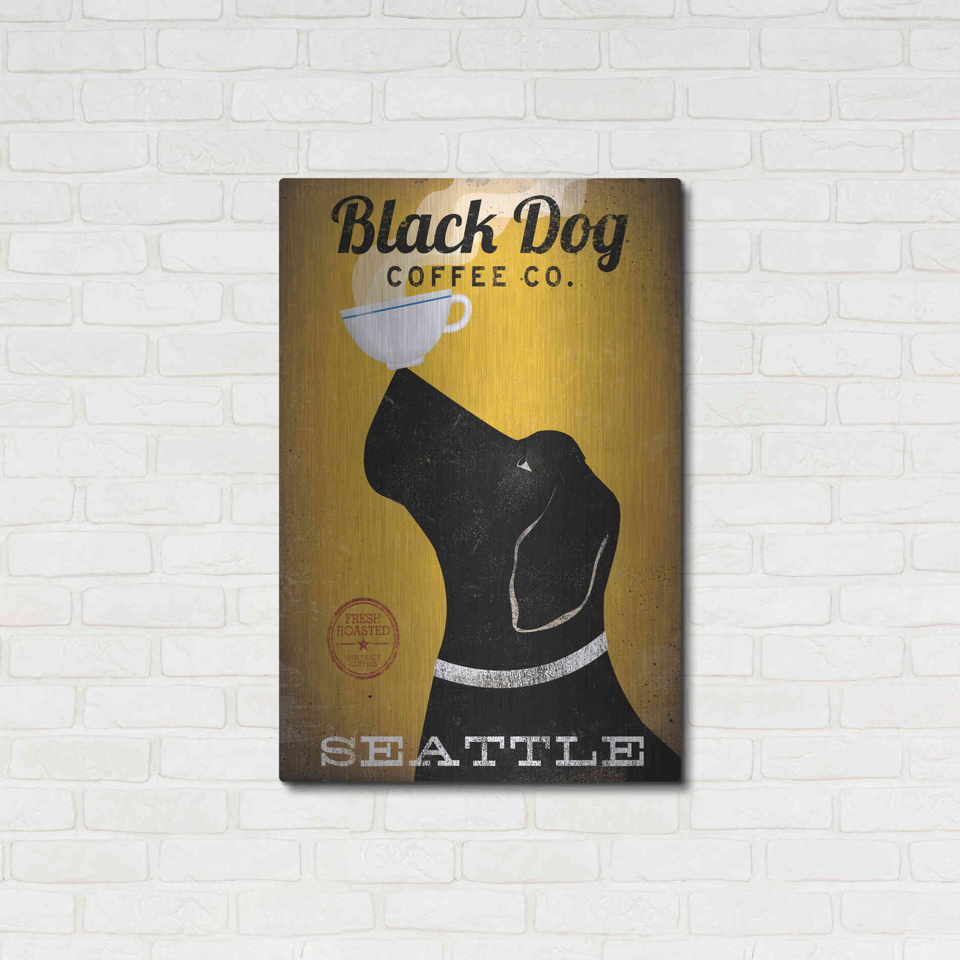 Luxe Metal Art 'Black Dog Coffee Co Seattle' by Ryan Fowler, Metal Wall Art,24x36