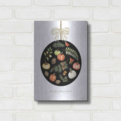 Luxe Metal Art 'Beautiful, Glorious Autumn Ornament' by Cindy Jacobs, Metal Wall Art,12x16